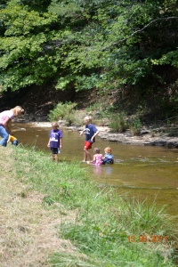 KIDS PLAYING IN THE CREEK